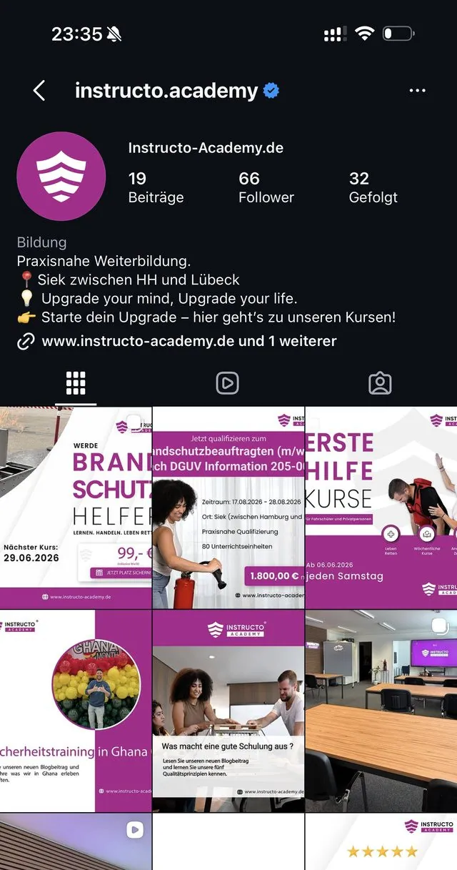 Instagram-Profil der Instructo Academy